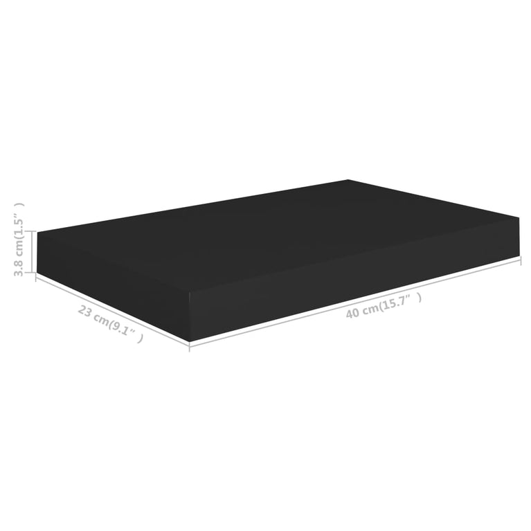 Wandschap zwevend 40x23x3,8 cm MDF zwart