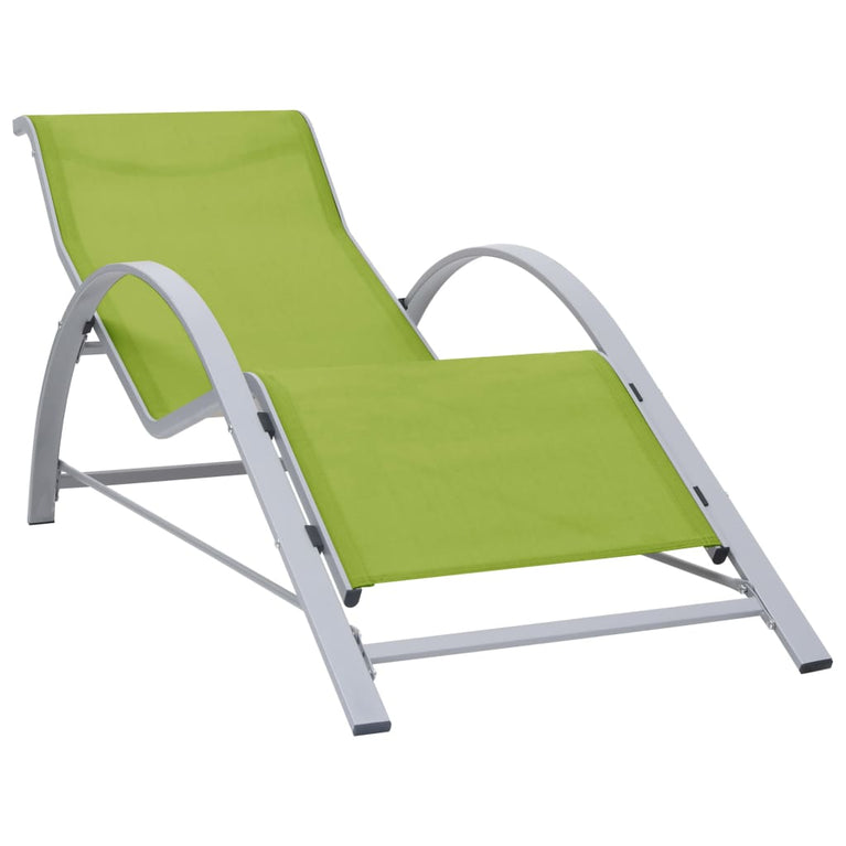 Ligbedden 2 st met tafel aluminium groen