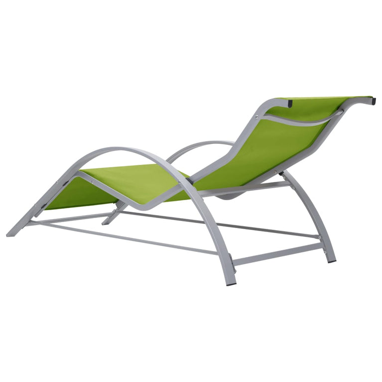 Ligbedden 2 st met tafel aluminium groen