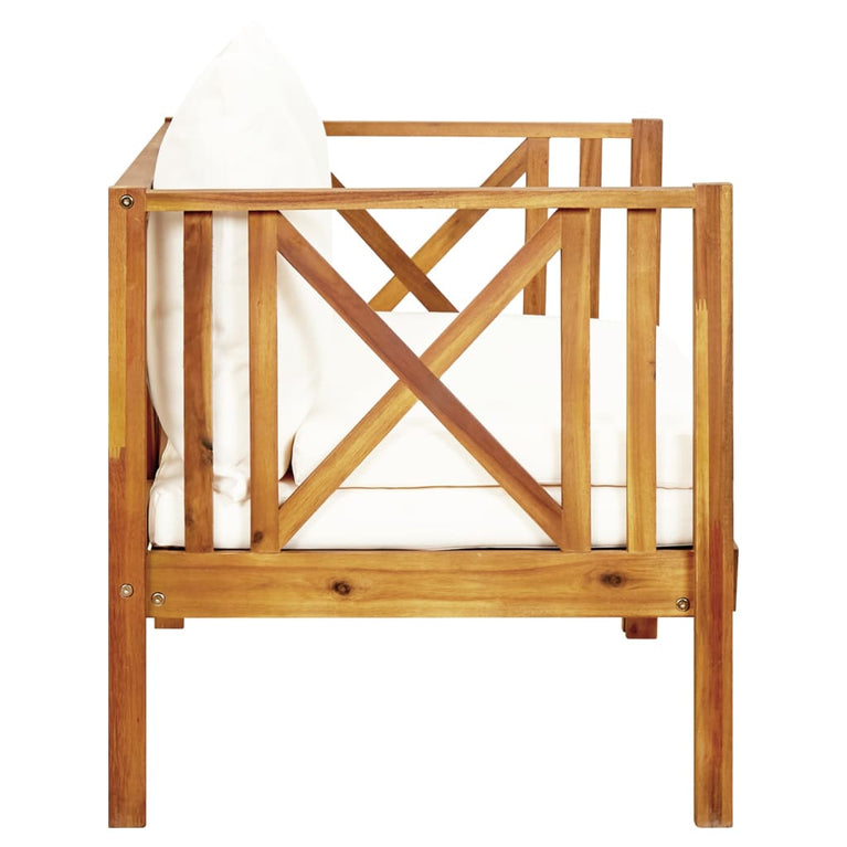 Tuinbank 2-zits met kussens 122 cm massief acaciahout