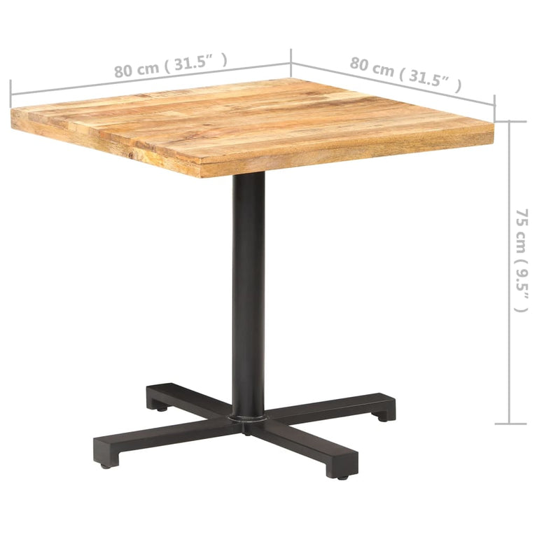 Bistrotafel vierkant 80x80x75 cm ruw mangohout