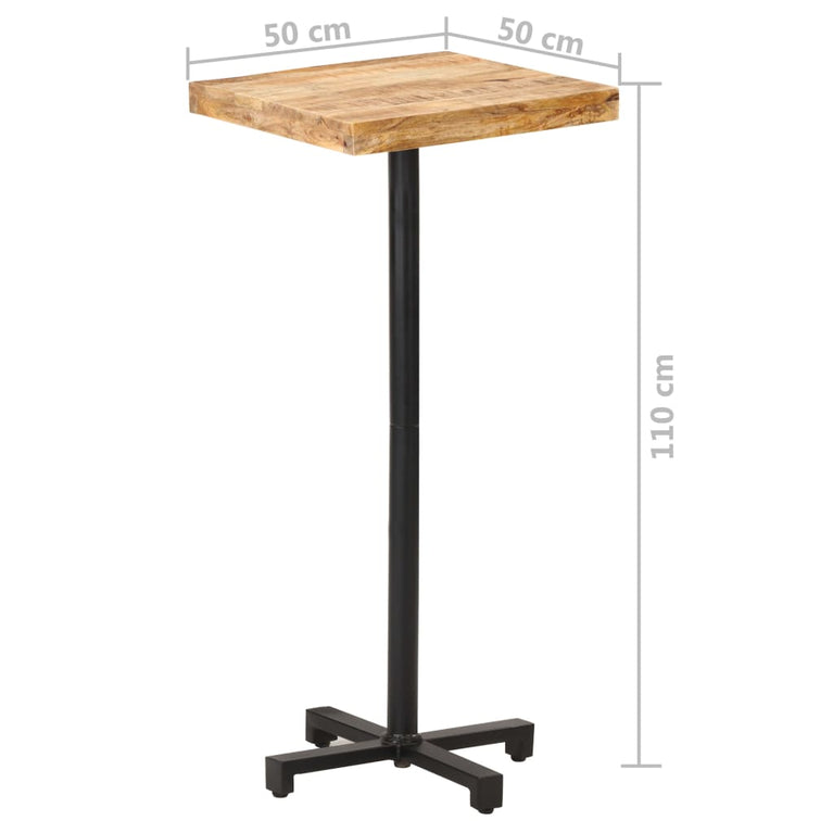 Bartafel vierkant 50x50x110 cm ruw mangohout