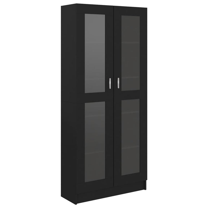 Vitrinekast 82,5x30,5x185,5 cm spaanplaat zwart
