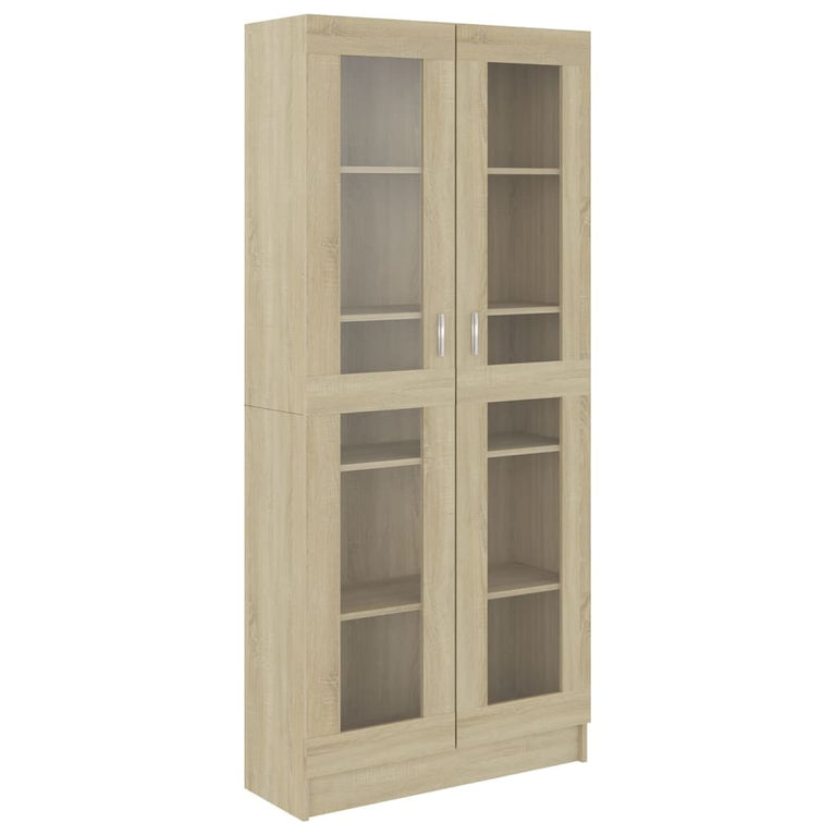 Vitrinekast 82,5x30,5x185,5 cm bewerkt hout sonoma eikenkleurig