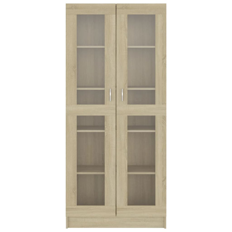 Vitrinekast 82,5x30,5x185,5 cm bewerkt hout sonoma eikenkleurig