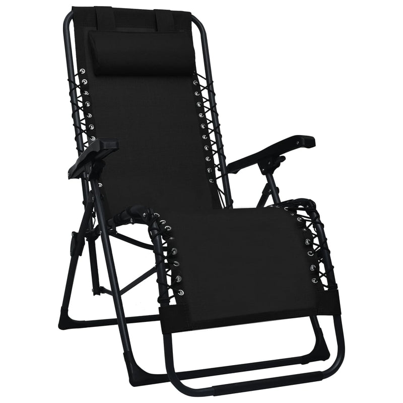 Terrasstoelen 2 st inklapbaar textileen zwart