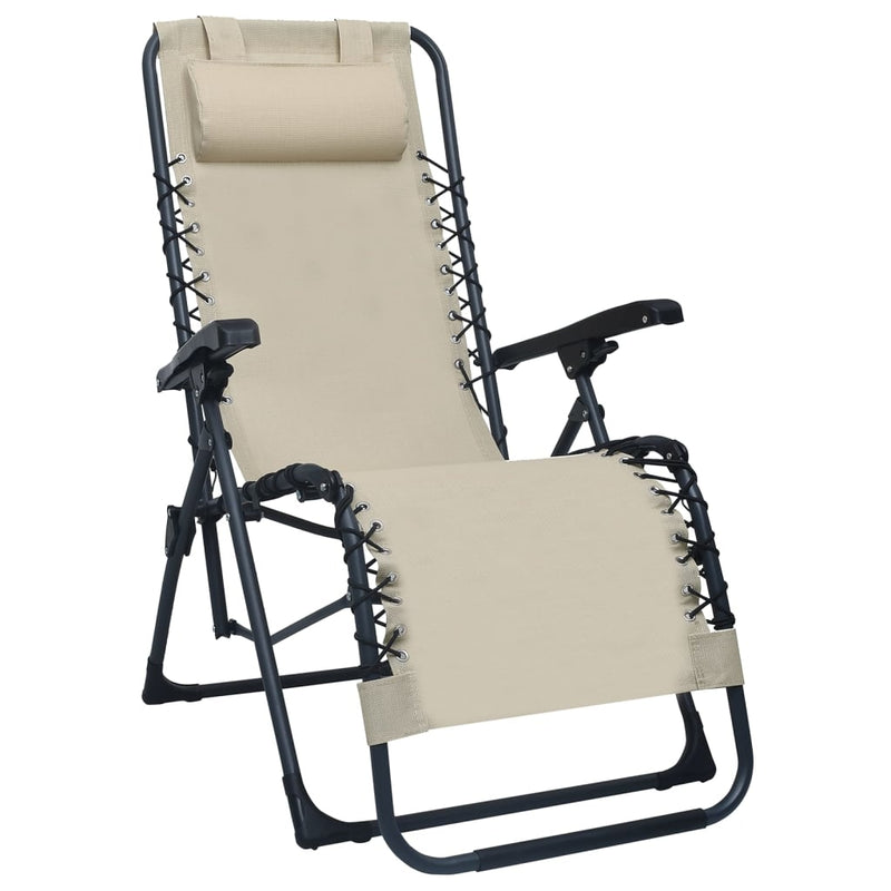 Terrasstoelen 2 st inklapbaar textileen crèmekleurig