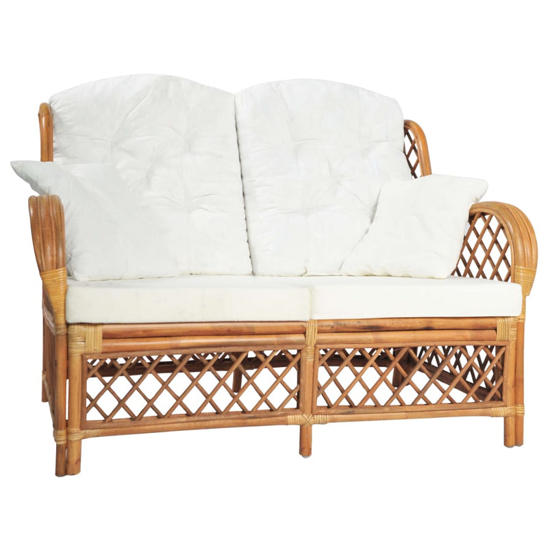 Tweezitsbank rattan lichtbruin
