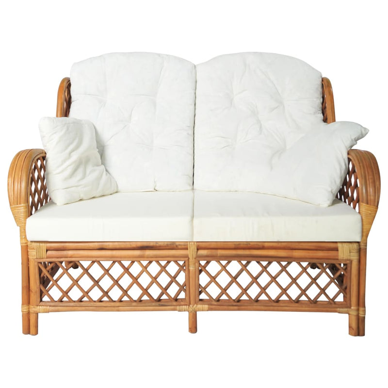 Tweezitsbank rattan lichtbruin