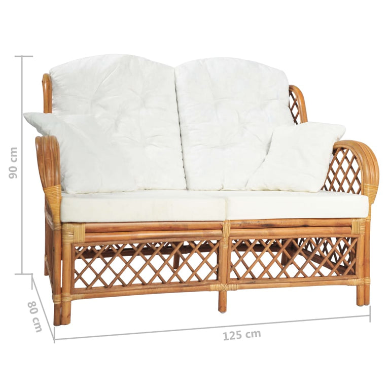 Tweezitsbank rattan lichtbruin