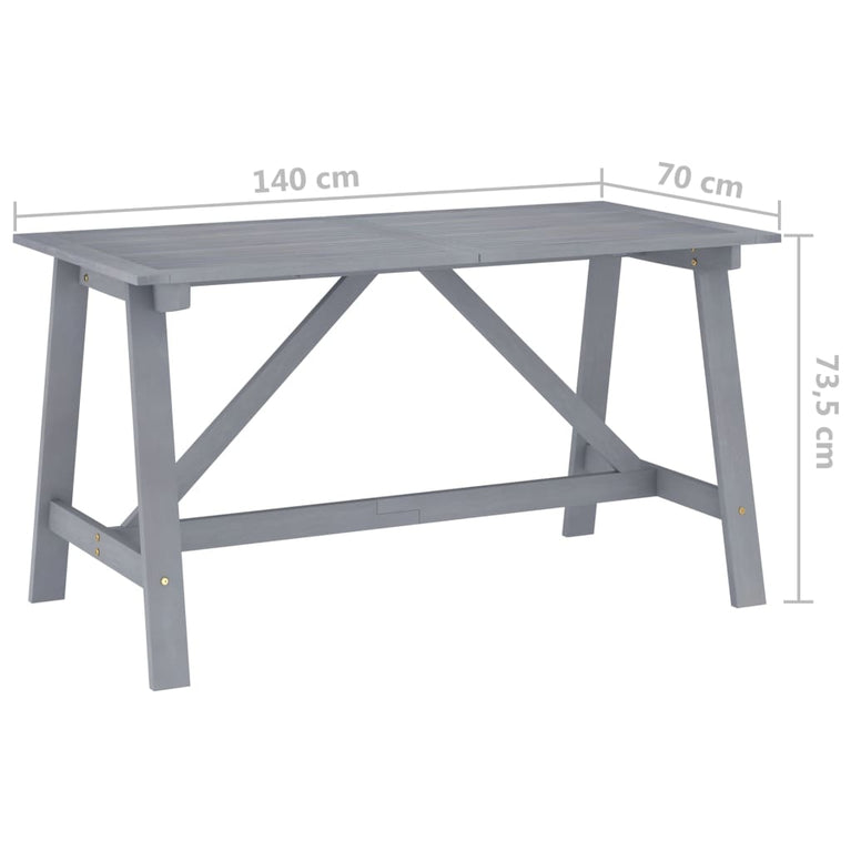 Tuintafel 140x70x73,5 cm massief acaciahout grijs