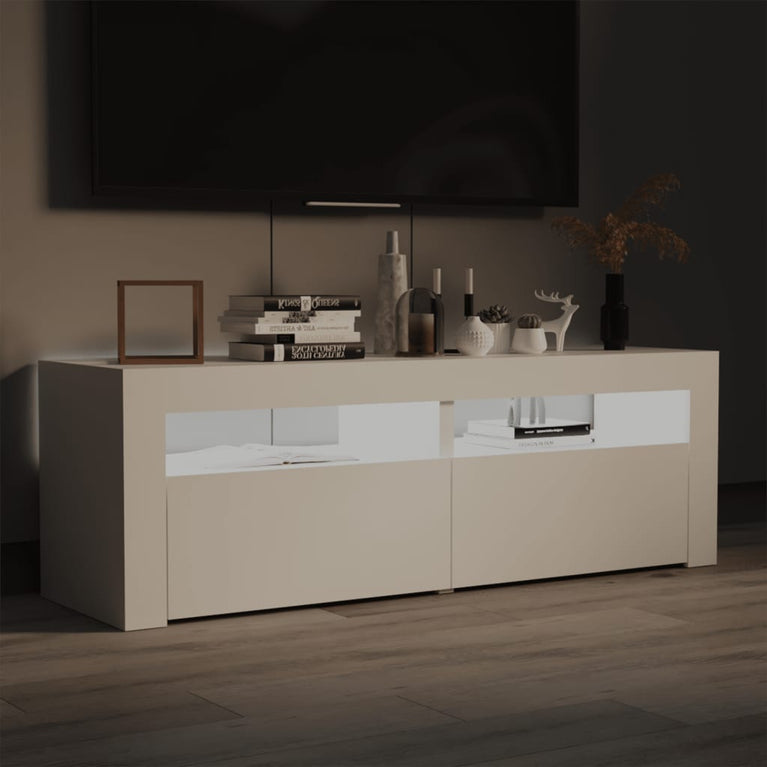 Tv-meubel met LED-verlichting 120x35x40 cm wit