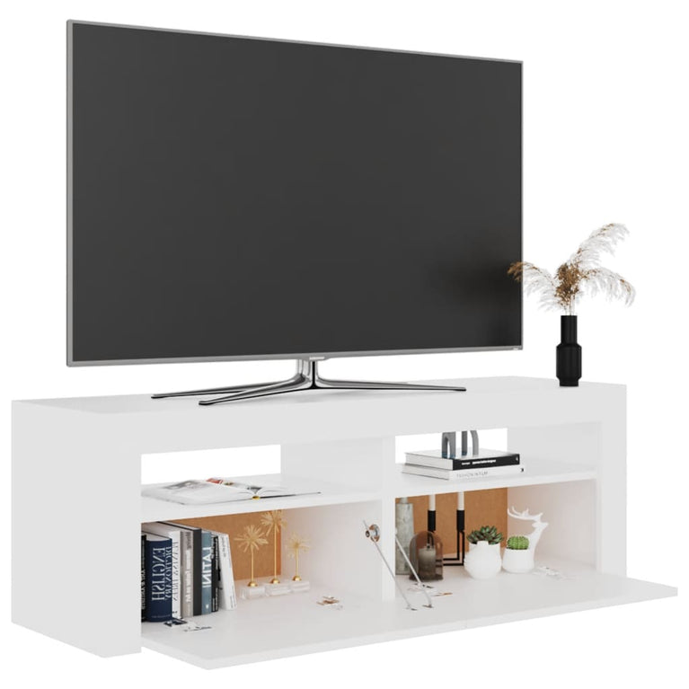 Tv-meubel met LED-verlichting 120x35x40 cm wit