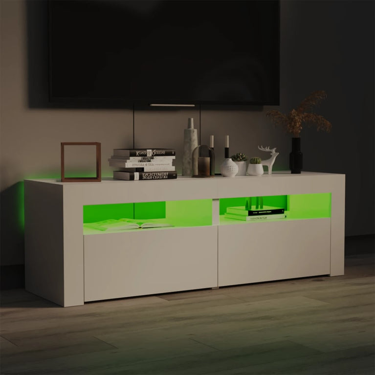 Tv-meubel met LED-verlichting 120x35x40 cm hoogglans wit