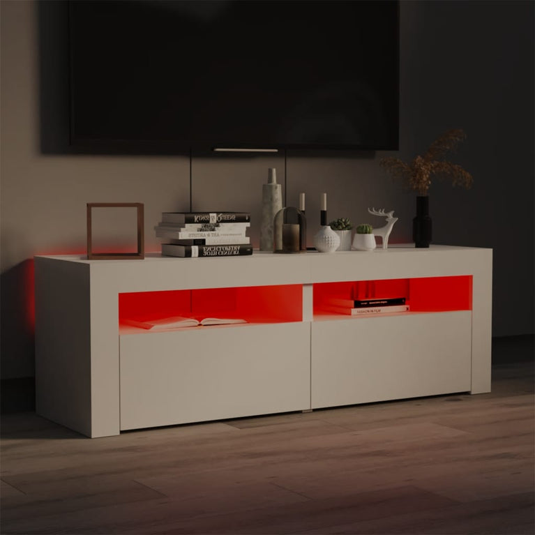 Tv-meubel met LED-verlichting 120x35x40 cm hoogglans wit