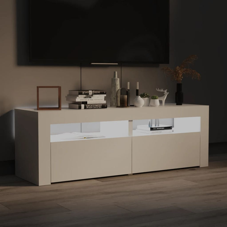 Tv-meubel met LED-verlichting 120x35x40 cm hoogglans wit