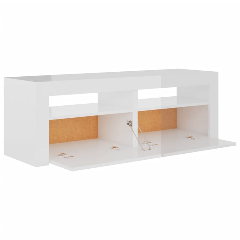 Tv-meubel met LED-verlichting 120x35x40 cm hoogglans wit