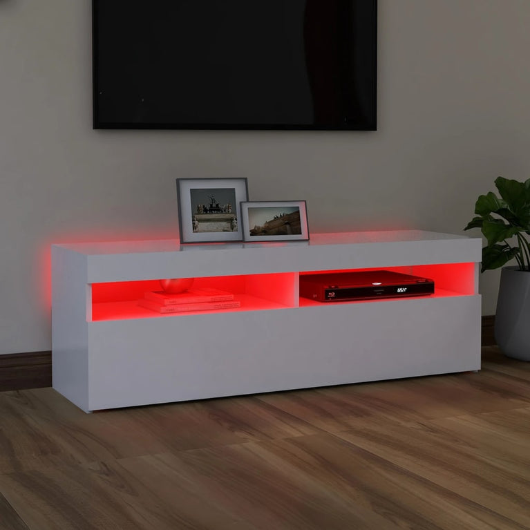 Tv-meubel met LED-verlichting 120x35x40 cm wit