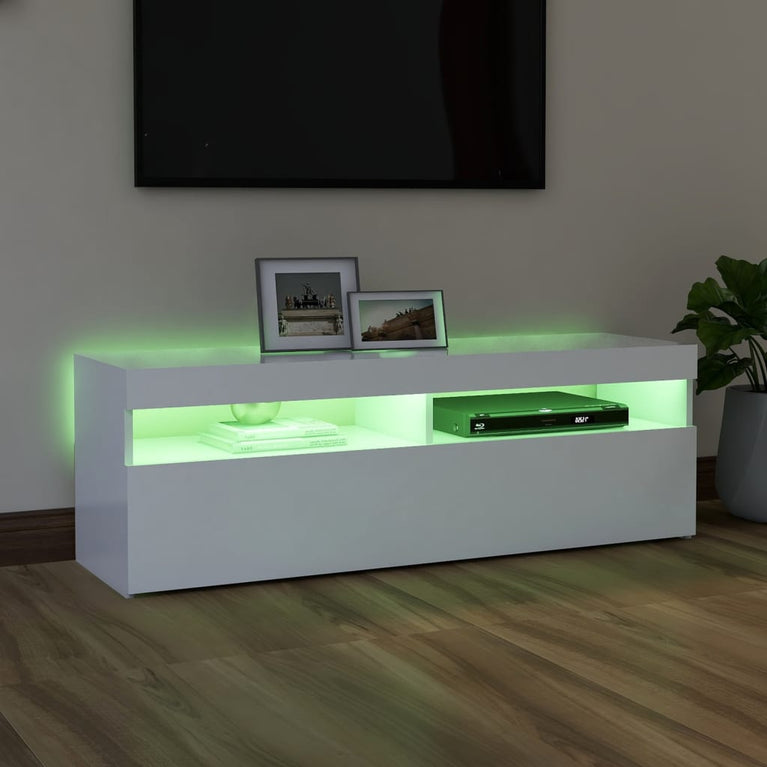 Tv-meubel met LED-verlichting 120x35x40 cm wit