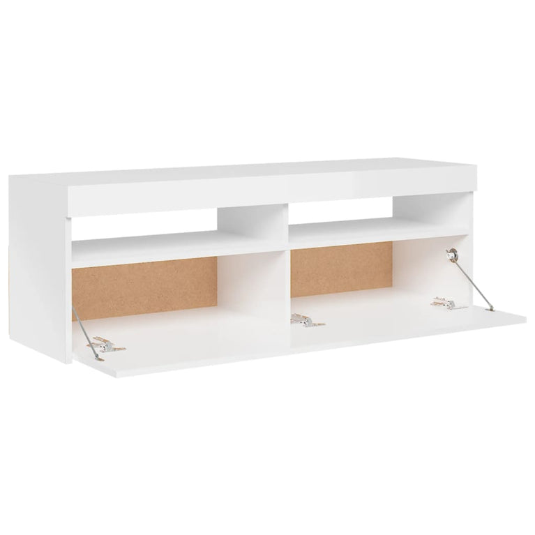 Tv-meubel met LED-verlichting 120x35x40 cm hoogglans wit