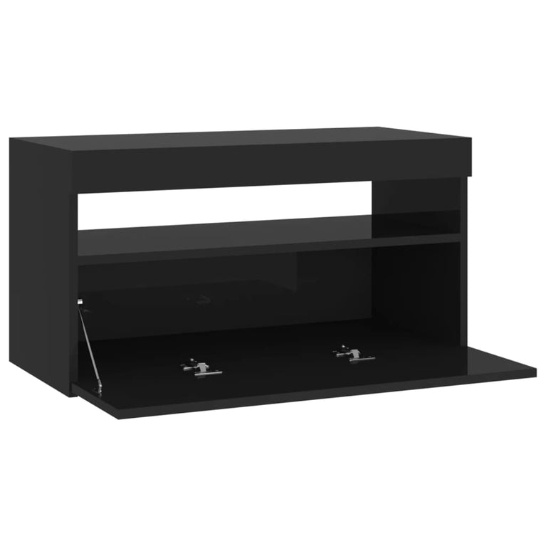 Tv-meubel met LED-verlichting 75x35x40 cm zwart