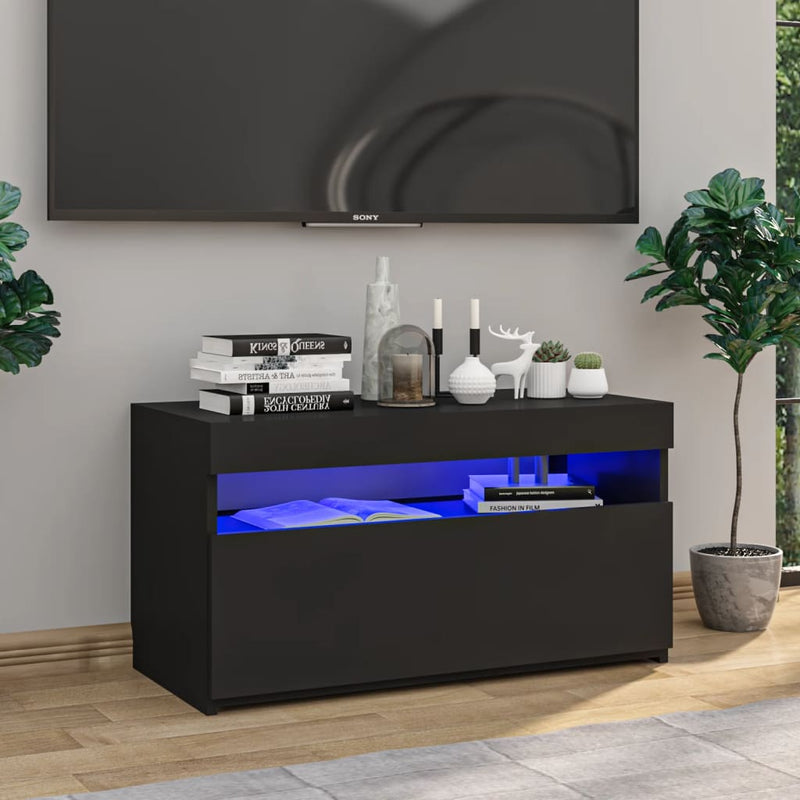 Tv-meubel met LED-verlichting 75x35x40 cm zwart