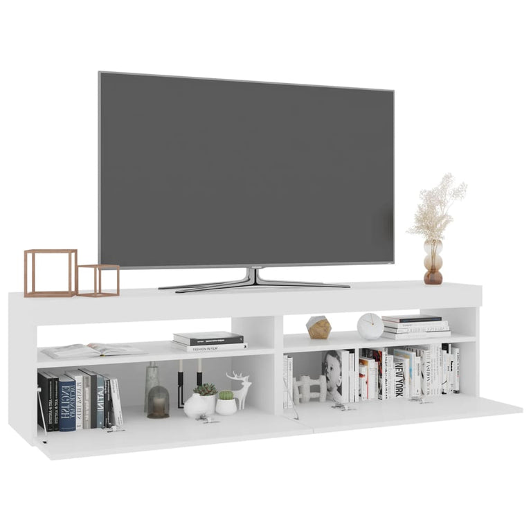 Tv-meubelen 2 st met LED-verlichting 75x35x40 cm hoogglans wit