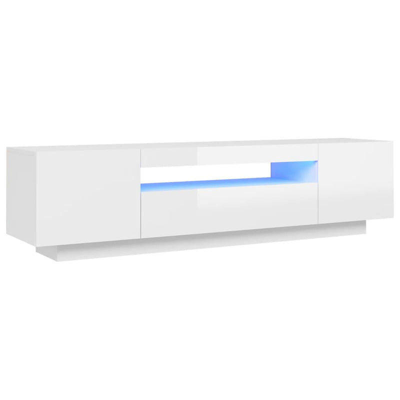Tv-meubel met LED-verlichting 160x35x40 cm hoogglans wit