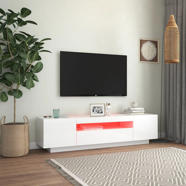 Tv-meubel met LED-verlichting 160x35x40 cm hoogglans wit