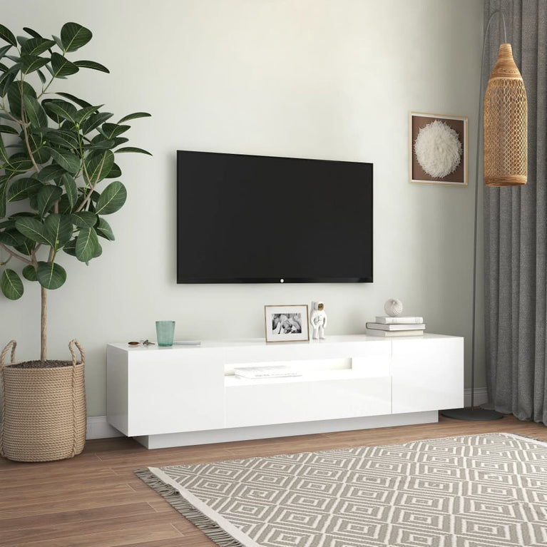 Tv-meubel met LED-verlichting 160x35x40 cm hoogglans wit