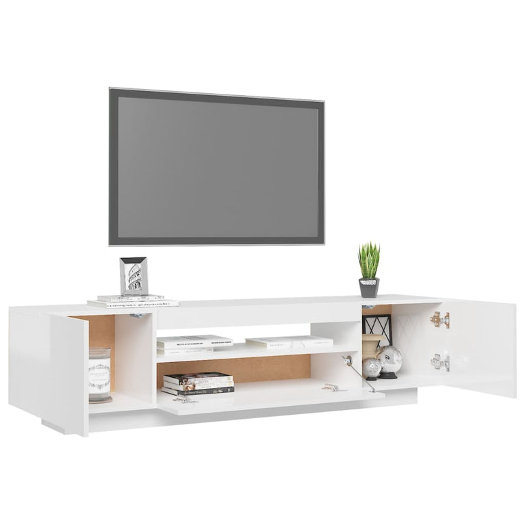 Tv-meubel met LED-verlichting 160x35x40 cm hoogglans wit