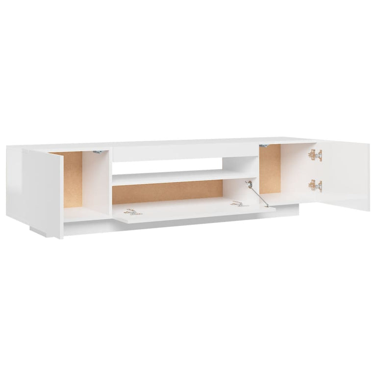 Tv-meubel met LED-verlichting 160x35x40 cm hoogglans wit