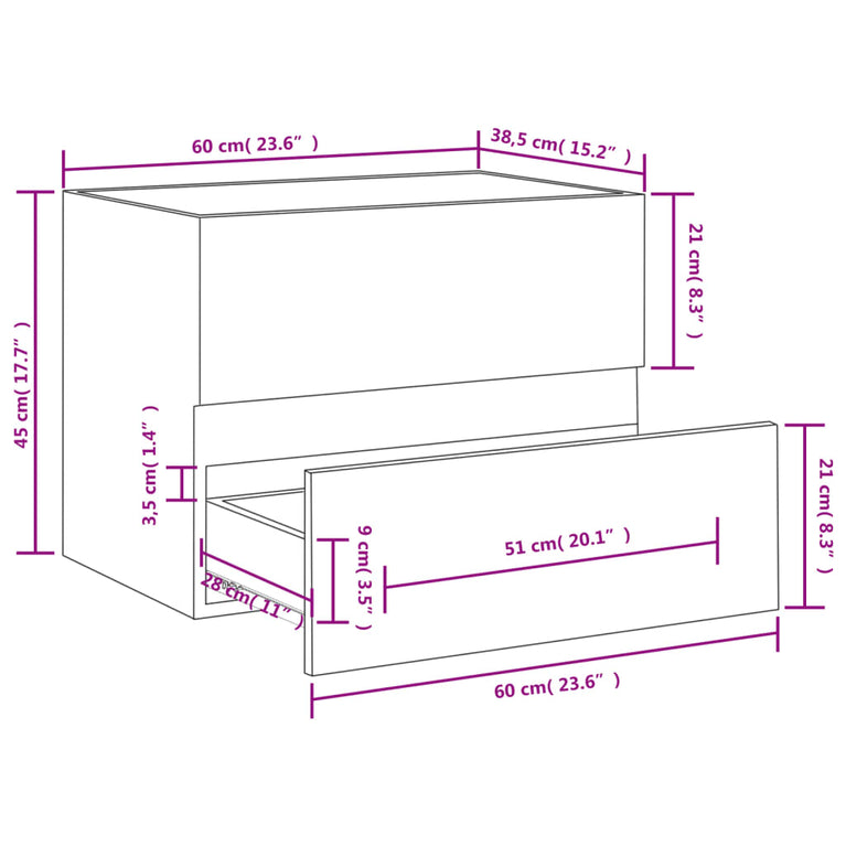 Wastafelkast 60x38,5x45 cm spaanplaat hoogglans wit