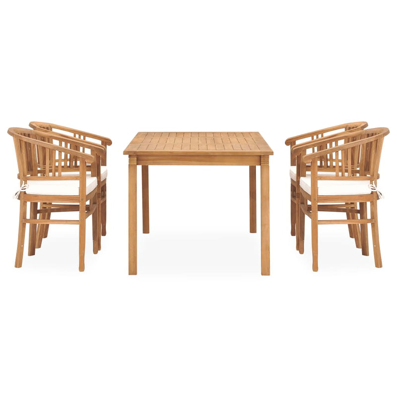 5-delige Tuinset met kussens massief teakhout