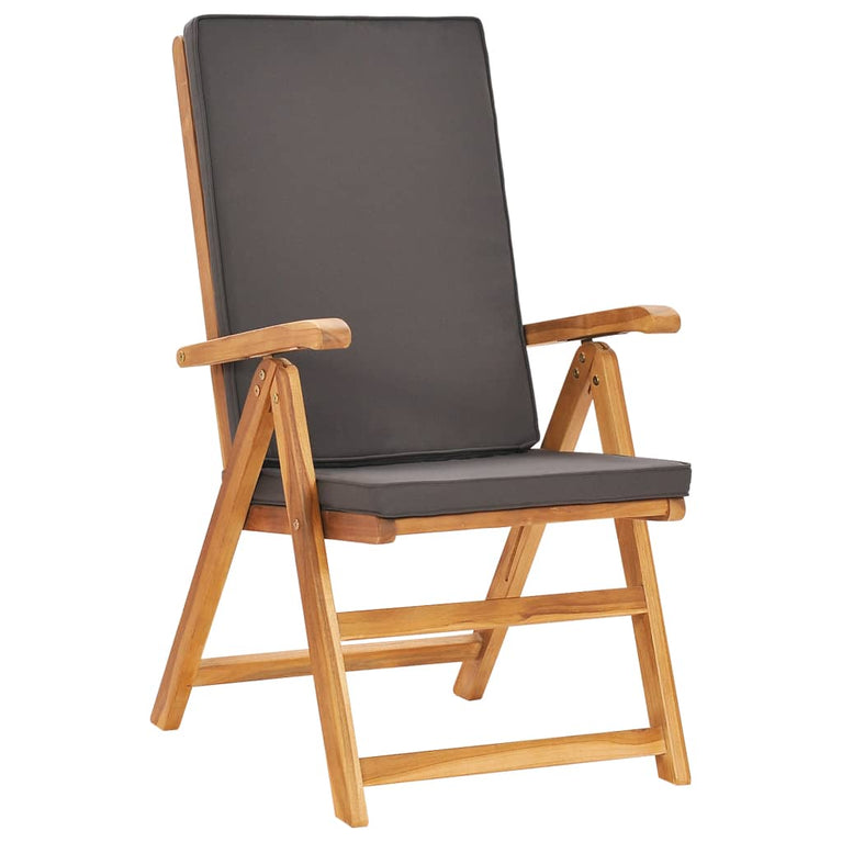 7-delige Tuinset met kussens massief teakhout grijs