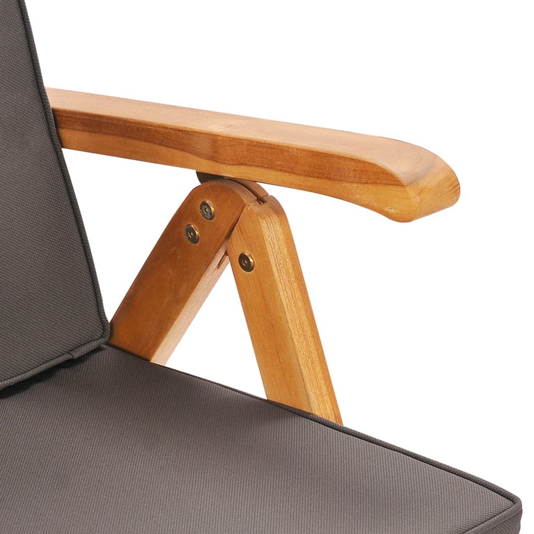 7-delige Tuinset met kussens massief teakhout grijs