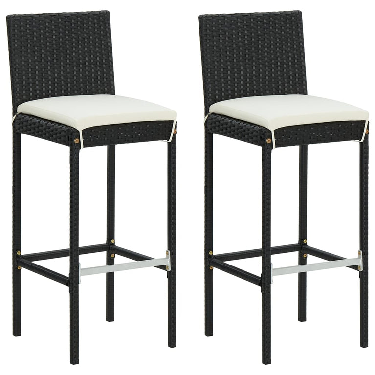 3-delige Tuinbarset met kussens poly rattan zwart