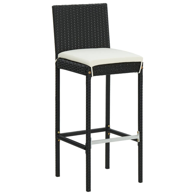 3-delige Tuinbarset met kussens poly rattan zwart
