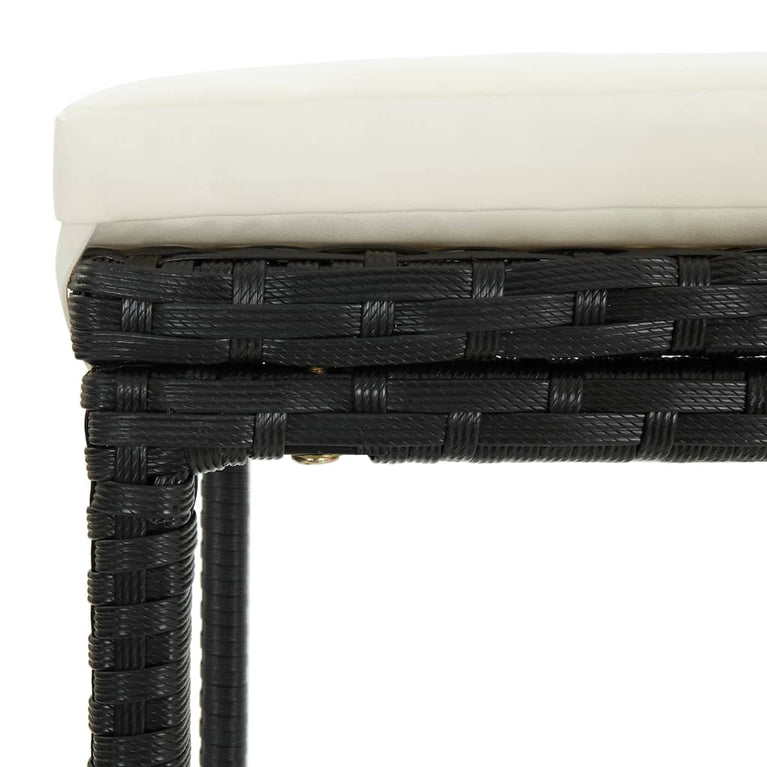 3-delige Tuinbarset met kussens poly rattan zwart