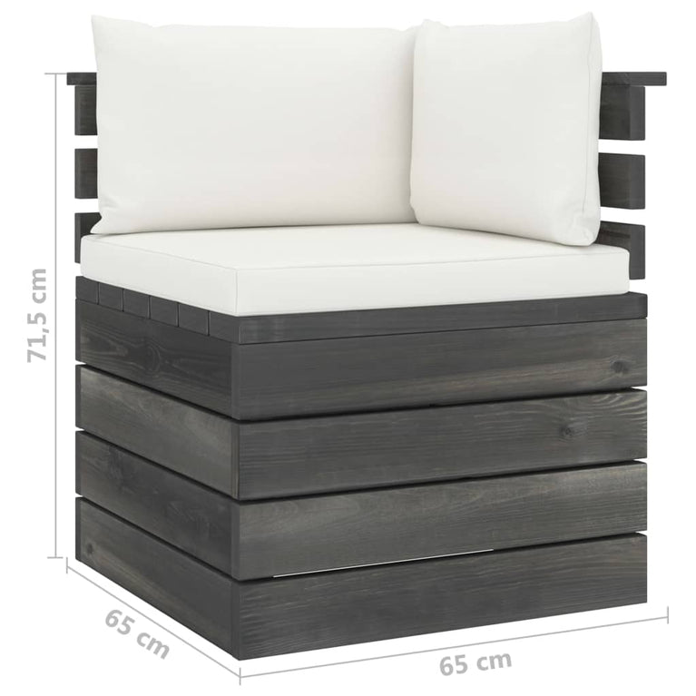 8-delige Loungeset met kussens pallet massief grenenhout