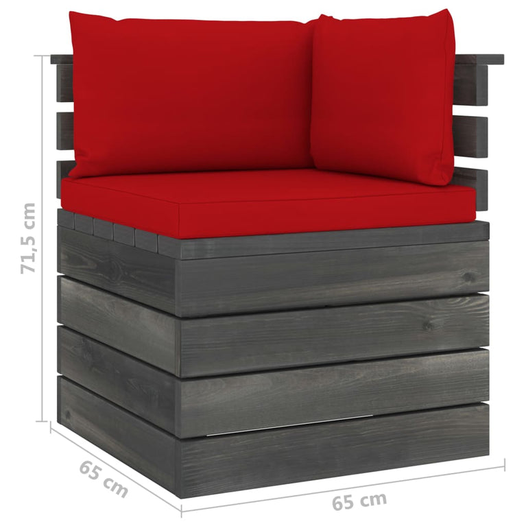 8-delige Loungeset met kussens pallet massief grenenhout