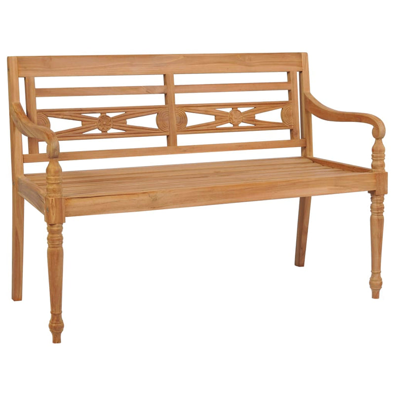 Bank Batavia met antracietkleurig kussen 120 cm teakhout