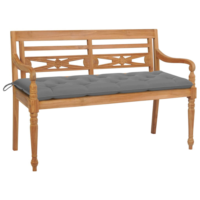 Bank Batavia met grijs kussen 150 cm massief teakhout