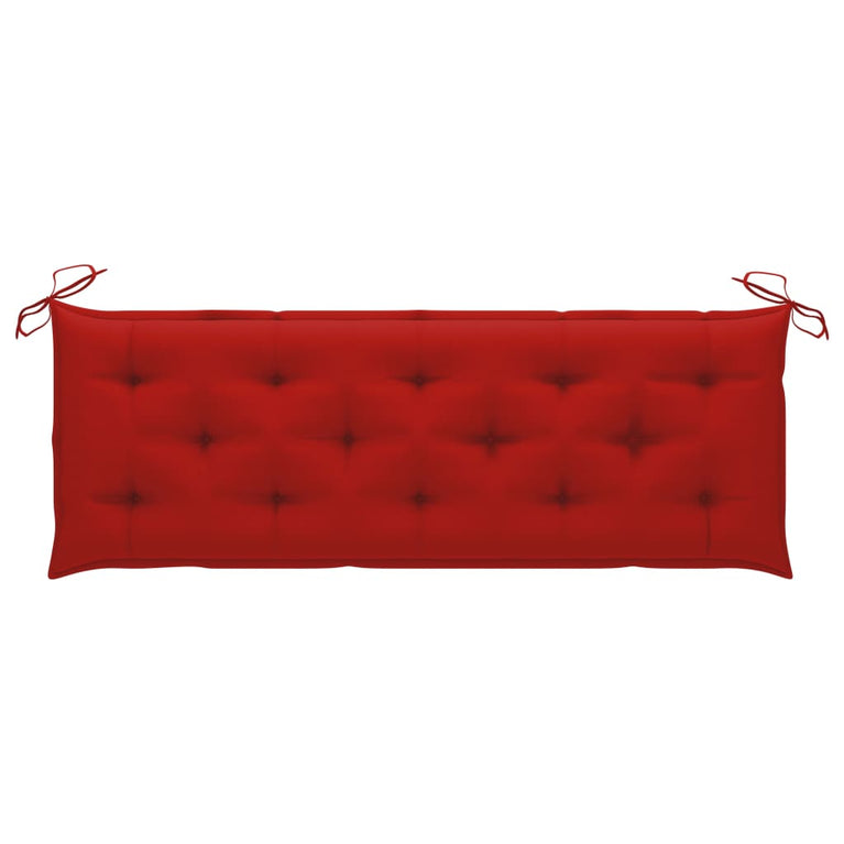Bank Batavia met rood kussen 150 cm massief teakhout