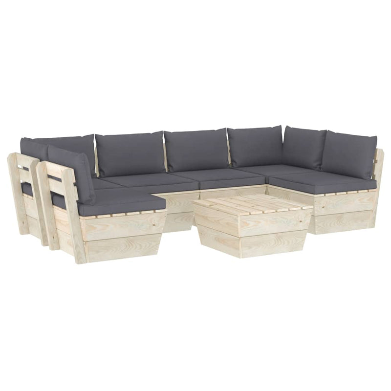 7-delige Loungeset met kussens pallet vurenhout
