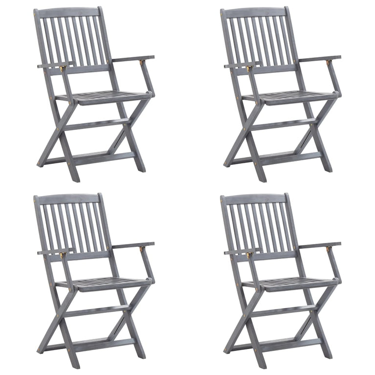 Tuinstoelen 4 st inklapbaar met kussens massief acaciahout