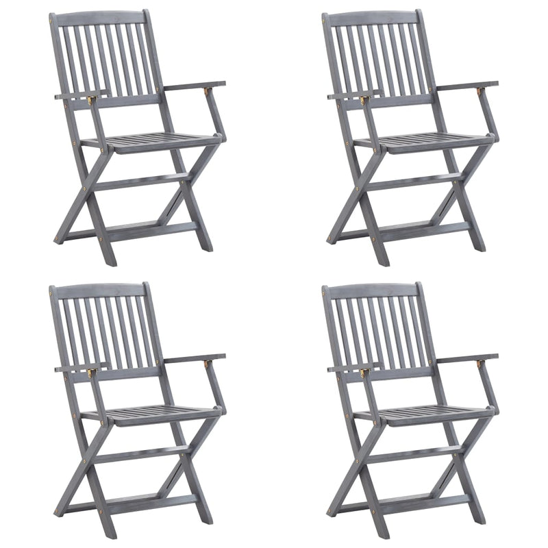 Tuinstoelen 4 st inklapbaar met kussens massief acaciahout