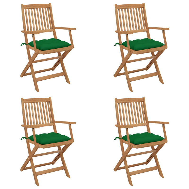 Tuinstoelen 4 st inklapbaar met kussens massief acaciahout