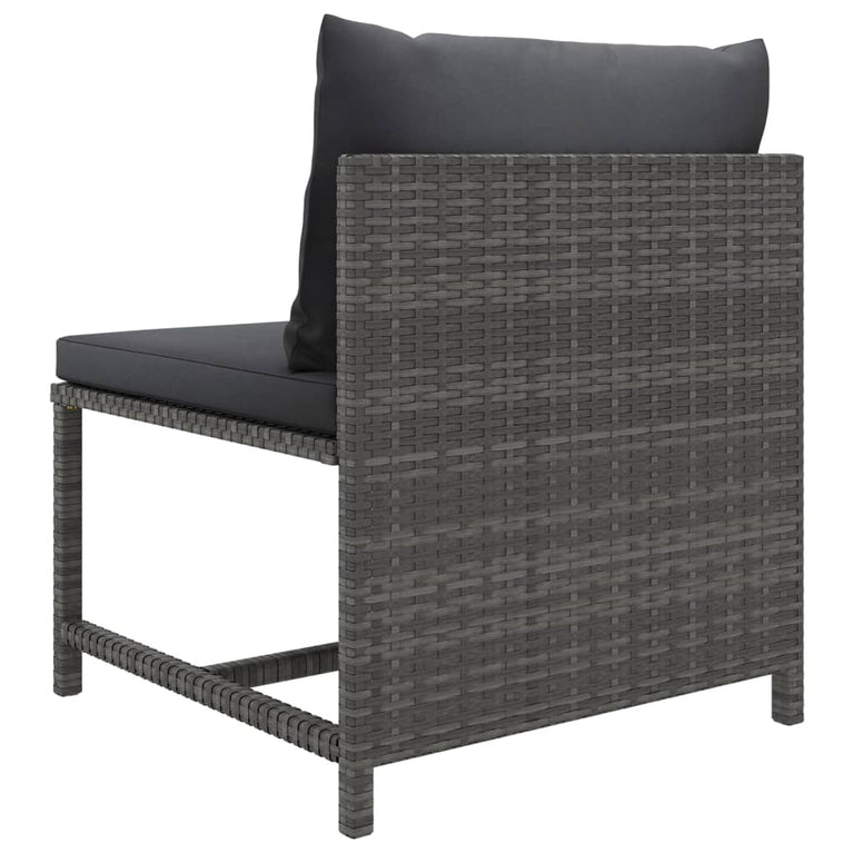 9-delige Loungeset met kussens poly rattan grijs