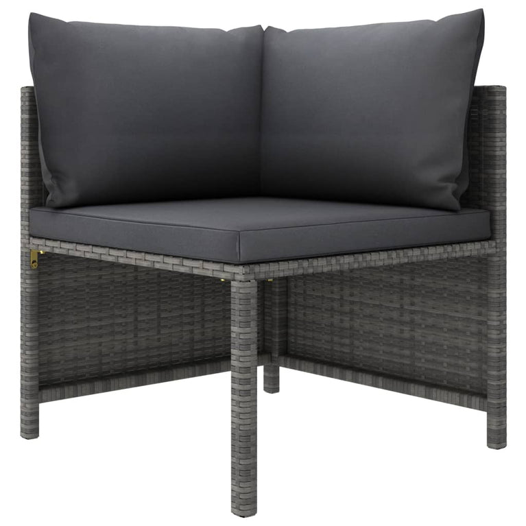 12-delige Loungeset met kussens poly rattan grijs